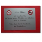 Plexiglas-Hinweisschild