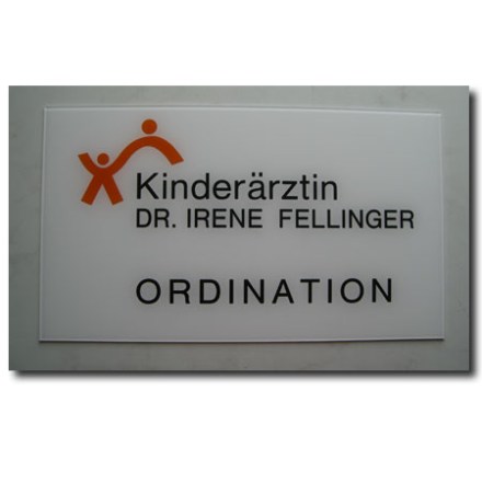 Plexiglas Schild weiß mit Logo