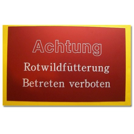 Aluminium Schild rot mit Tiefgravur silber