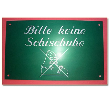 Aluminium Schild grün mit Tiefgravur