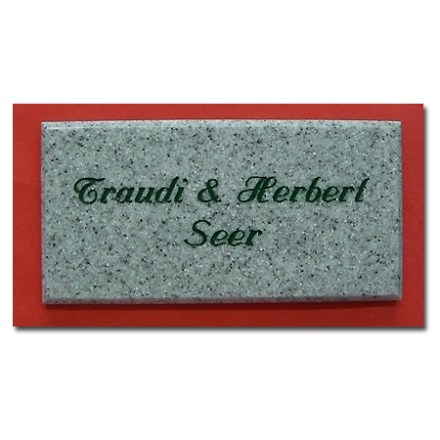 Granit Design Tür-Namensschild mit Gravur hellgrau