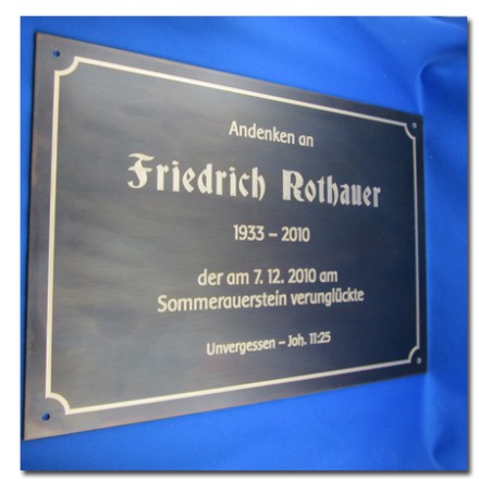 Trauer Schild tiefgraviert