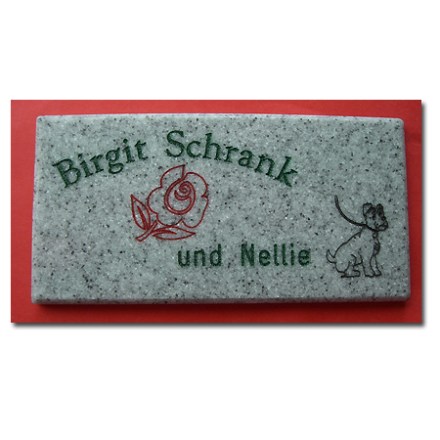 Granit Design Tür-Namensschild mit Gravur hellgrau