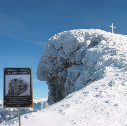 Laser Fotogravur auf schwarz eloxiertem Aluminium. Kalmberg Bad Goisern!