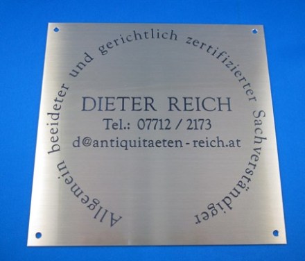 Firmen Schild Messing mit Tiefgravur