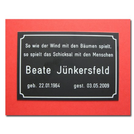 Trauer Schild tiefgraviert