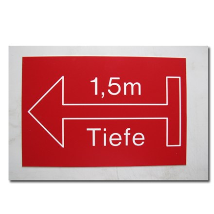 Hinweisschild Kunststoff rot mit Symbol Pfeil