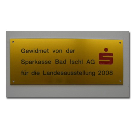 Firmen Schild Aluminium gold