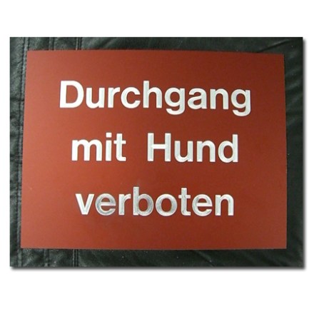 Hinweisschild Aluminium rot Schrift silber