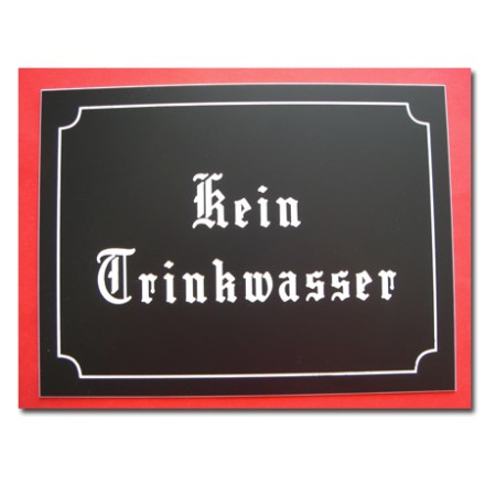 Hinweisschild Kunststoff schwarz Schrift 14 Old English Zierrand 1