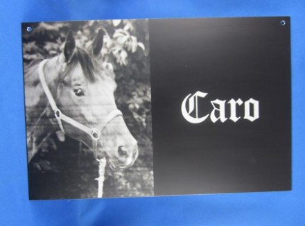 Laser Fotogravur auf schwarz eloxiertem Aluminium