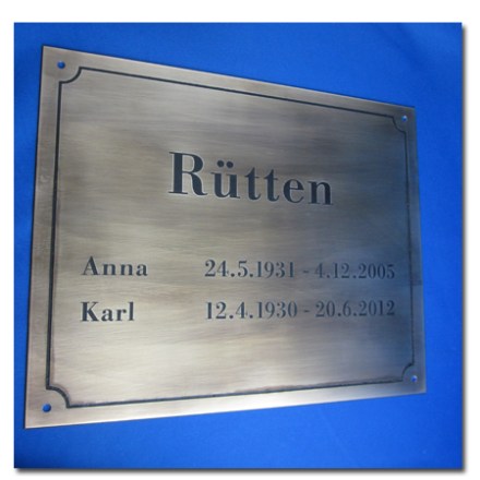 Antik Messing Schild leicht patiniert