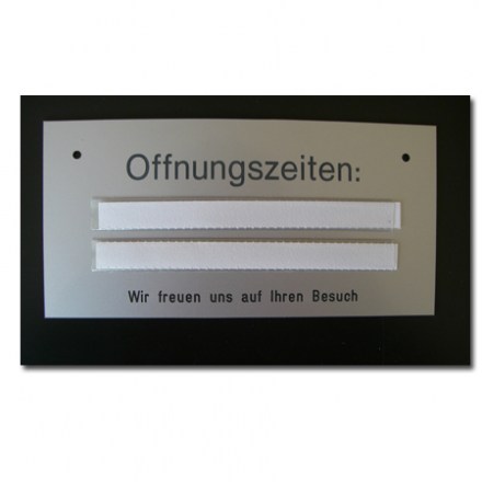 Öffnungszeiten Schild Kunststoff silber