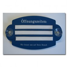 Öffnungszeiten Schild Kunststoff blau 22x13cm